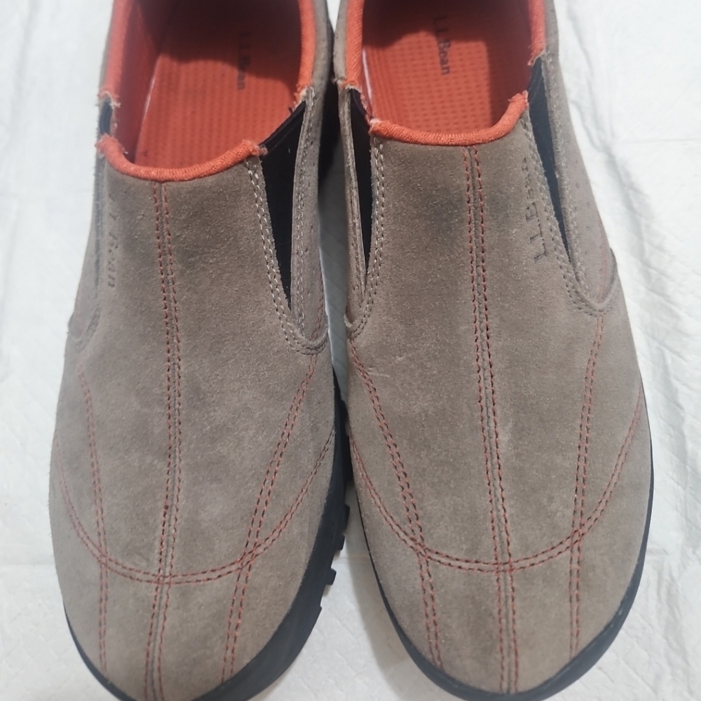 L.L. Bean Men's Suede Slip-Ons - Gray with Orange Trim